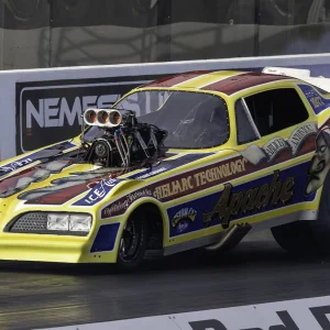 Apache Nostalgia Funny Car burn out, Festival of Power, Santa Pod Raceway UK